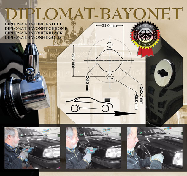 Diplomat-Bayonet Car Flag Mounting